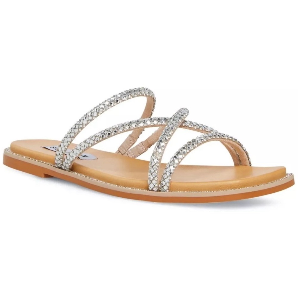 Steve Madden Rhinestone Strap Flat Sandals